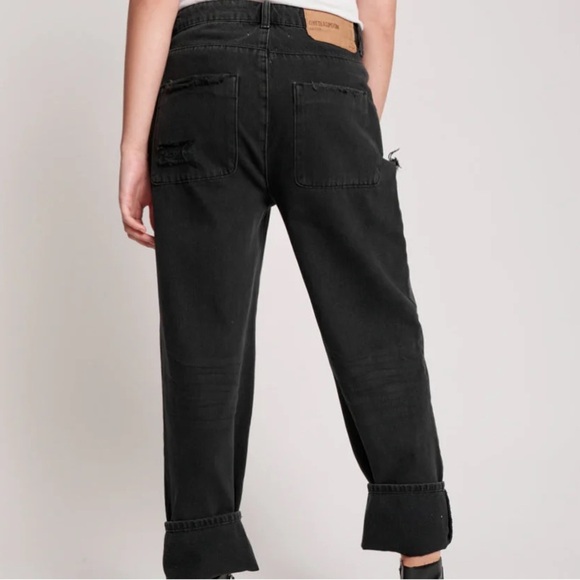 NWT One Teaspoon Smiths Trouser Jeans Faded Black Slits Rips Sz 24 - Picture 2 of 15